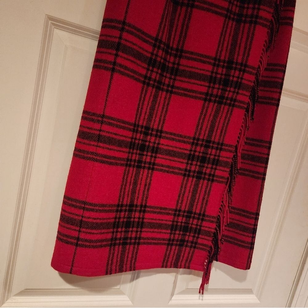 Eddie Bauer vintage wool red and black plaid pencil midi skirt 4P - Picture 4 of 5